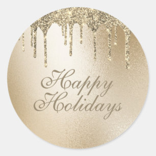 Sticker Rond Gold Metallic Parties scintillant Drip Élégant Joy