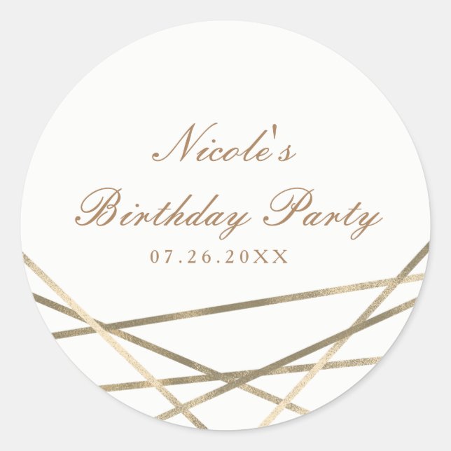 Sticker Rond Gold Modern Lignes géométriques Chic Glam Party Fa (Devant)