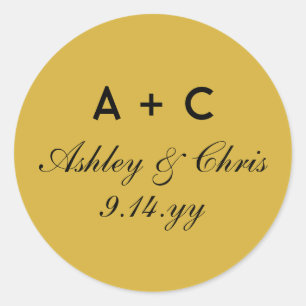 Sticker Rond Gold Modern Personnalisé Mariage Réception Favoris