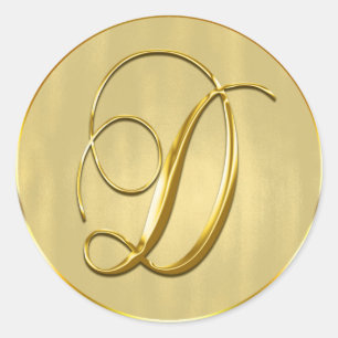 Sticker Rond Gold Monogram D Seal Faire-part de mariage Holiday