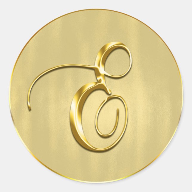 Sticker Rond Gold Monogram E Seal Faire-part de mariage Holiday (Devant)