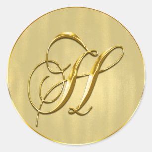 Sticker Rond Gold Monogram H Seal Faire-part de mariage Holiday
