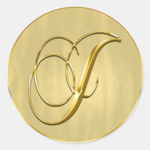 Sticker Rond Gold Monogram J Seal Faire-part de mariage Holiday
