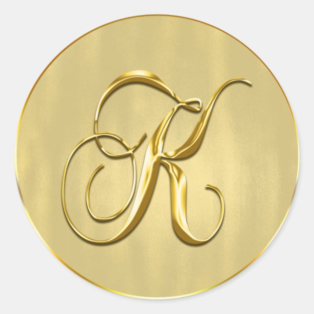 Sticker Rond Gold Monogram K Seal Faire-part de mariage Holiday (Devant)
