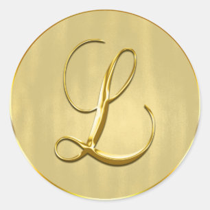 Sticker Rond Gold Monogram L Seal Faire-part de mariage Holiday