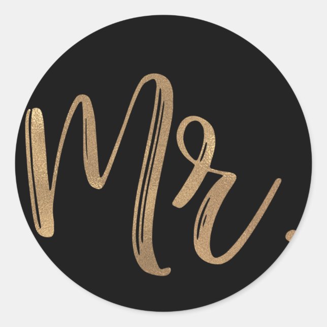 Sticker Rond Gold MR Mariage de typographie Groom Groomsman Bla (Devant)