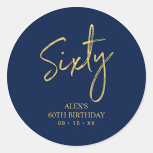 Sticker Rond Gold & Navy Lettering 60e Anniversaire Favor