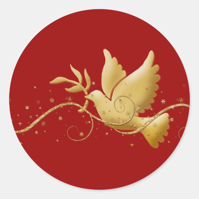 Sticker Rond Gold Noël colombe de la paix christian évènement b (Devant)