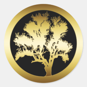 STICKER ROND GOLD OAK TREE