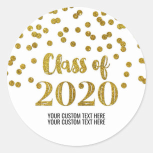 Sticker Rond Gold Parties scintillant Confetti Graduation 2020