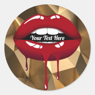 Sticker Rond Gold Party Glam Luxury Red Drips