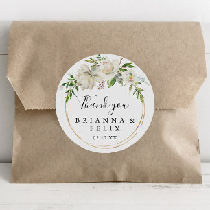 Sticker Rond Gold Peony Merci géométrique Mariage Faveur