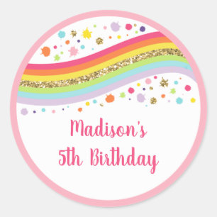 Sticker Rond Gold Rainbow Art Party