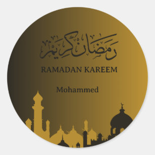 Sticker Rond Gold Ramadan kareem 2025 costum votre nom
