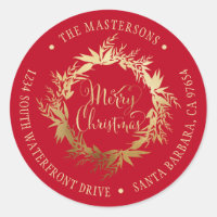 Gold Red Merry Christmas Wire Retour Adresse