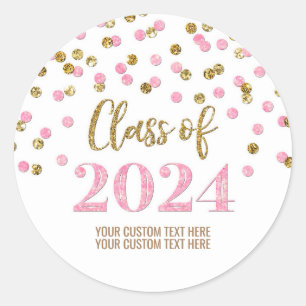 Sticker Rond Gold Rose Confetti Graduation 2024