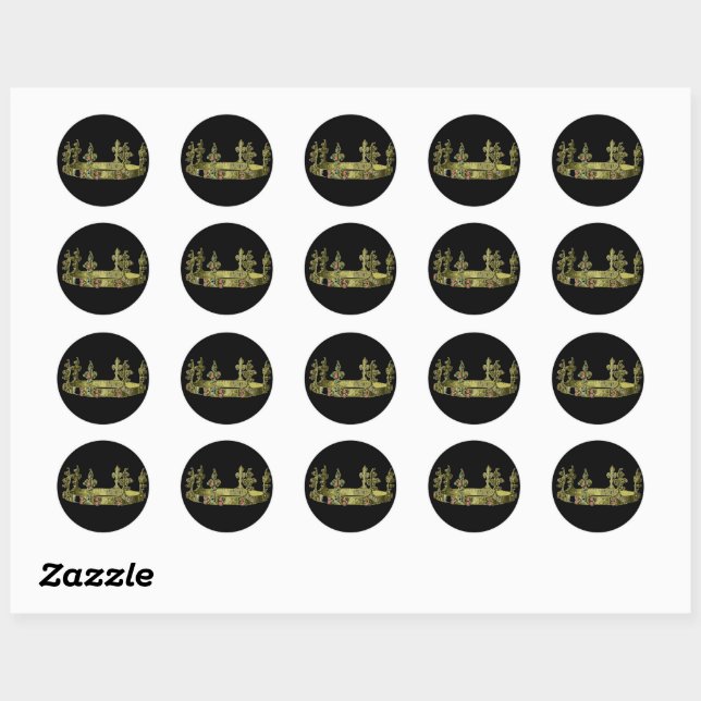 Sticker Rond Gold Royal Crown (Feuille)