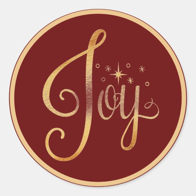 Sticker Rond Gold Script Elegant Joie Noël de Noël (Devant)
