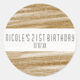 Sticker Rond Gold Sparkle Parties scintillant & White Party Mod