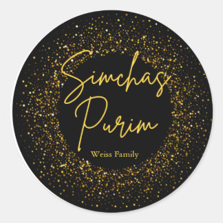 Sticker Rond Gold Sparkle Purim Label