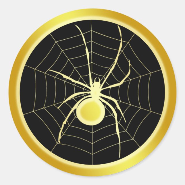 STICKER ROND GOLD SPIDER ET WEB (Devant)