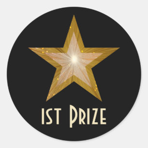 Sticker Rond Gold Star '1st Prize' collant rond noir