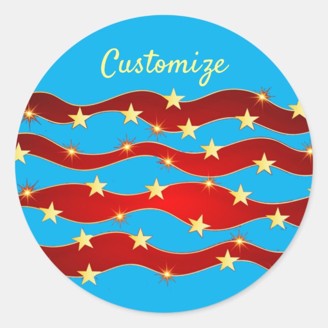 Sticker Rond Gold Stars Ciel patriotique Thunder_Cove (Devant)