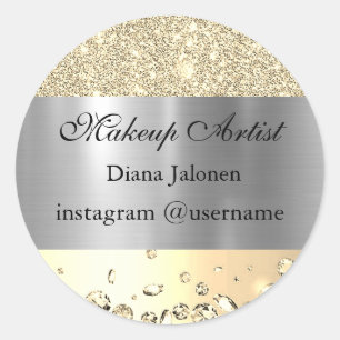 Sticker Rond Gold Strokes Marble Beauté Shop Rose Spa maquillag