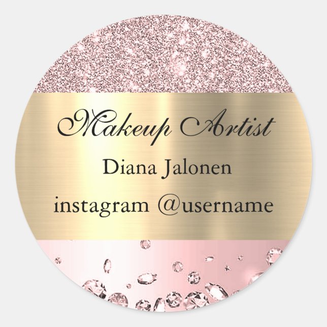 Sticker Rond Gold Strokes Marble Beauté Shop Rose Spa maquillag (Devant)