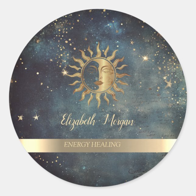 Sticker Rond Gold Sun Watercolor (Devant)