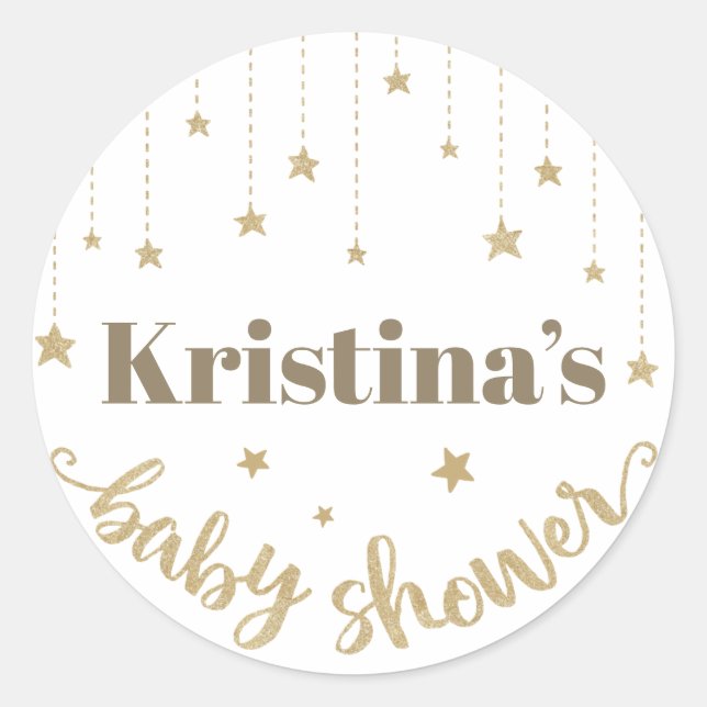 Sticker Rond Gold Twinkle Twinkle Little Star Baby shower (Devant)