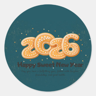 Sticker Rond Gold typography happy new year 2026