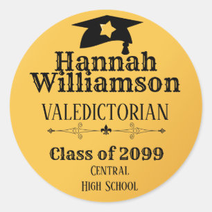 Sticker Rond Gold Valedictorian - Diplôme personnalisé