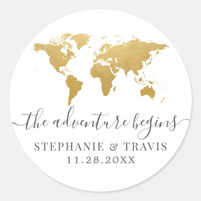 Sticker Rond Gold World Map Aventure commence (Devant)