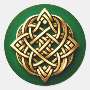 Sticker Rond Golden Celtic noeud sur vert