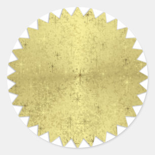 Sticker Rond Golden Christmas Holiday Stars Zig Zag Edge