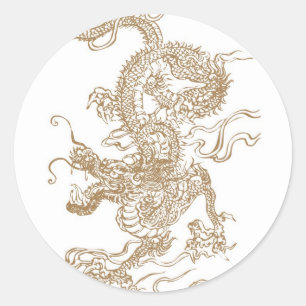 Sticker Rond Golden Dragon