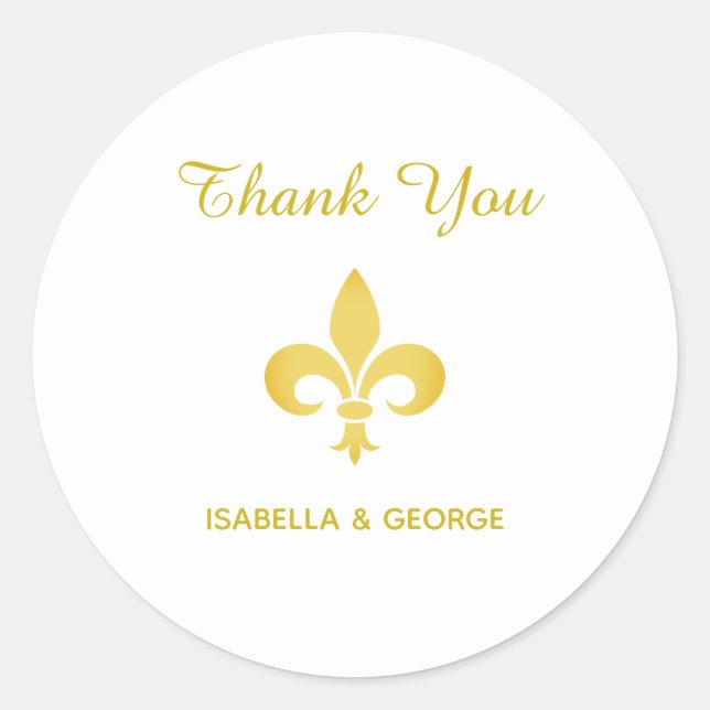 Sticker Rond Golden Fleur de Lis en blanc (Devant)