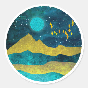 Sticker Rond Golden Flock