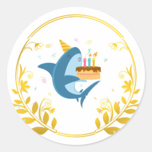 Sticker Rond Golden Floral Cadre décoratif or Anniversaire