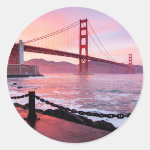 Sticker Rond Golden Gate Bridge, photo pittoresque,