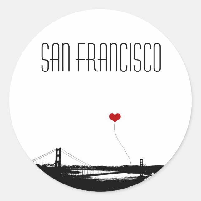 Sticker Rond Golden Gate Bridge San Francisco Lover's (Devant)