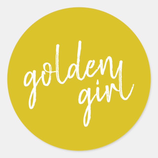Sticker Rond Golden Girl | Script Gold moderne (Devant)