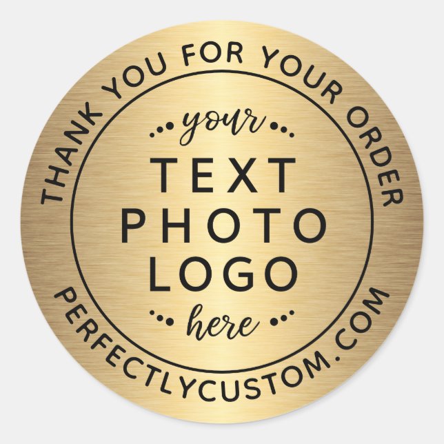 Sticker Rond Golden gradient business merci pour votre commande (Devant)