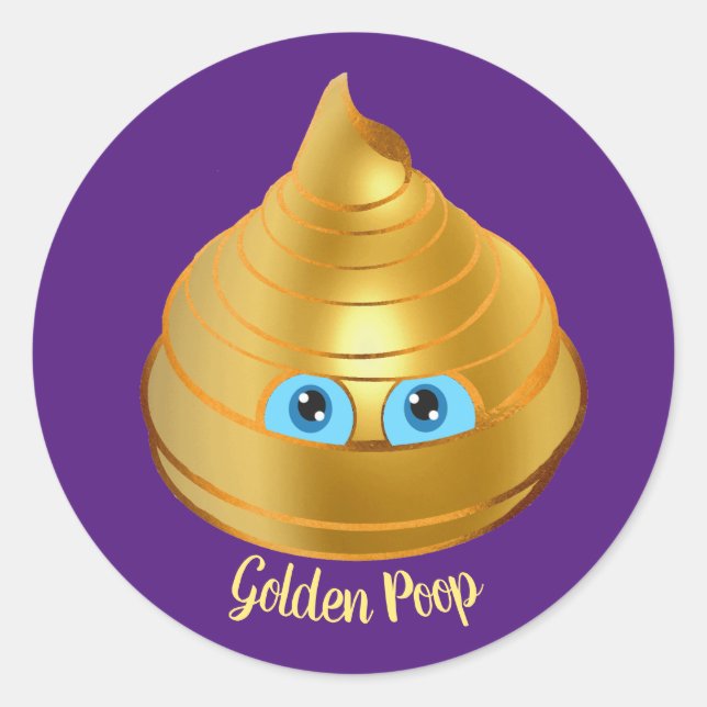 Sticker Rond Golden Poop Emoji (Devant)