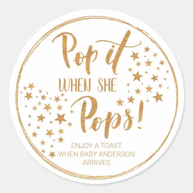 Sticker Rond Golden Pop it - Baby shower (Devant)
