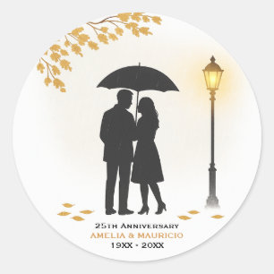 Sticker Rond Golden Rain Romance Mariage Anniversaire