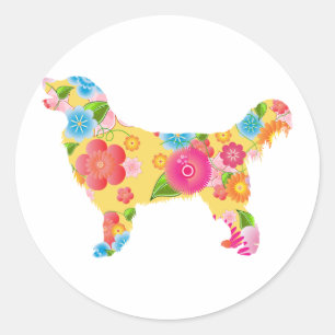 Sticker Rond Golden Retriever