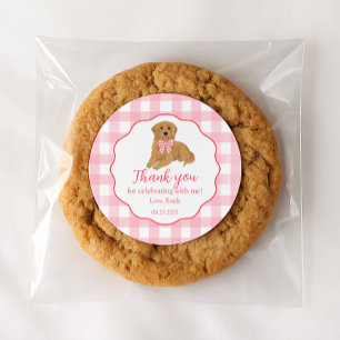 Sticker Rond Golden Retriever Anniversaire Fête Favoriser Merci