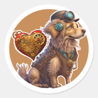 Sticker Rond Golden Retriever Chien